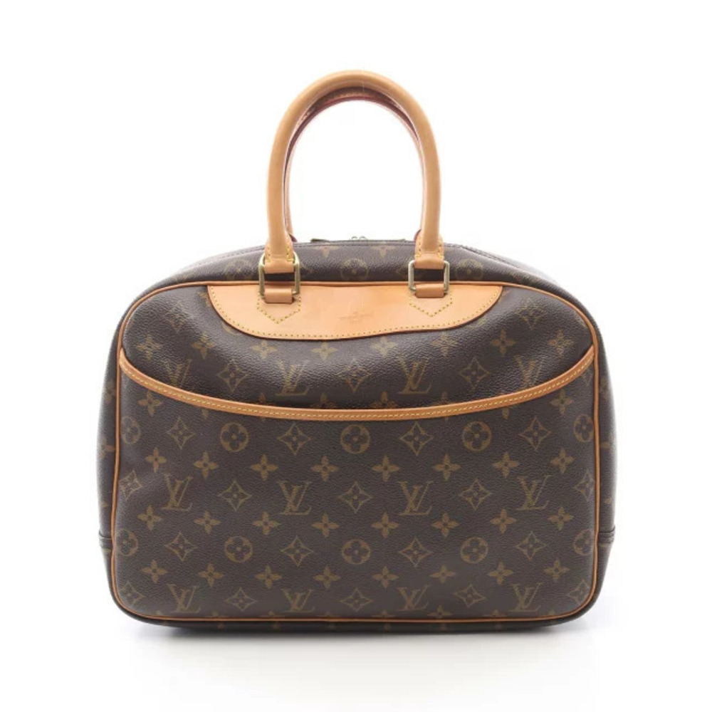 Louis Vuitton Deauville Bowling Vanity Handbag Canvas Leather Monogram Brown